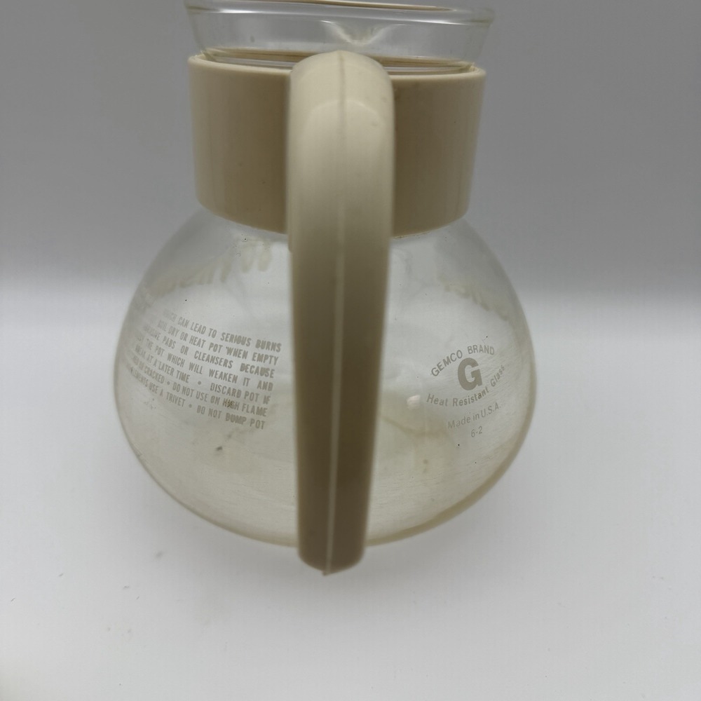 Vintage GEMCO The Whistler Glass Kettle 8 Cup Coffee Tea‎ Pot Carafe Cream - Picture 9 of 12
